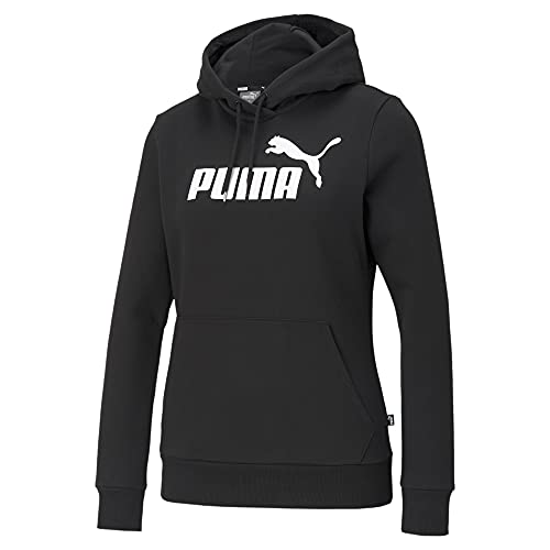 PUMA Damen Essentials Logo Fleece Hoodie Sweatshirt, Baumwolle Schwarz, L von PUMA