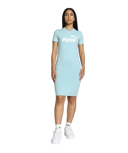 PUMA Damen Essentials T-Shirt-Kleid mit schmaler Passform STurquoise Surf Blue von PUMA