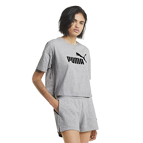 PUMA Damen Essentials kurzgeschnittenes Logo T-Shirt, Grau-Light Gray Heather, Mittel von PUMA