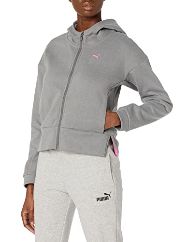 PUMA Damen Front Zip Hoodie Barbells for Boobs Kapuze mit Reißverschluss vorne, Mittelgrau meliert, X-Large von PUMA