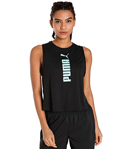 PUMA Damen Funktionsshirt Fit Tri-Blend Black-Electric Peppermint XL von PUMA