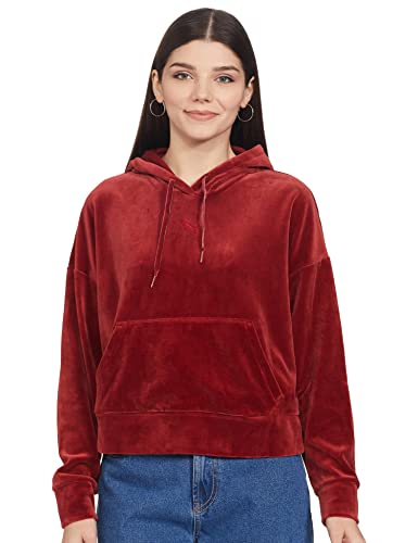 PUMA Damen Her Velour Hoodie Sweatshirt, rot (Intense red), M von PUMA