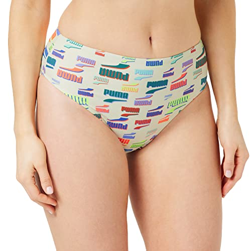 PUMA Damen High Waist Brief Bikini Bottoms, White Combo, M EU von PUMA