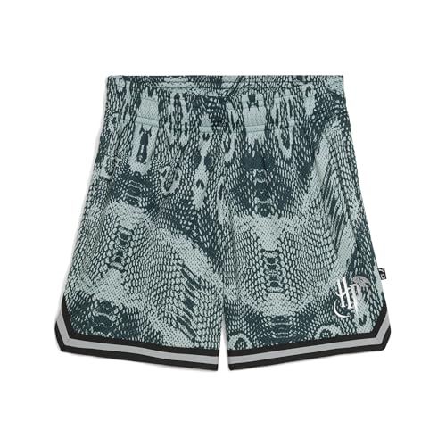 PUMA Damen Hoops x Harry Potter™ Shorts M, Green Terrain AOP von PUMA