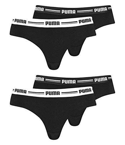 PUMA Damen Iconic Brazilian Briefs 603043001 4er Pack, Farbe:Schwarz, Wäschegröße:M, Artikel:-200 Black von PUMA