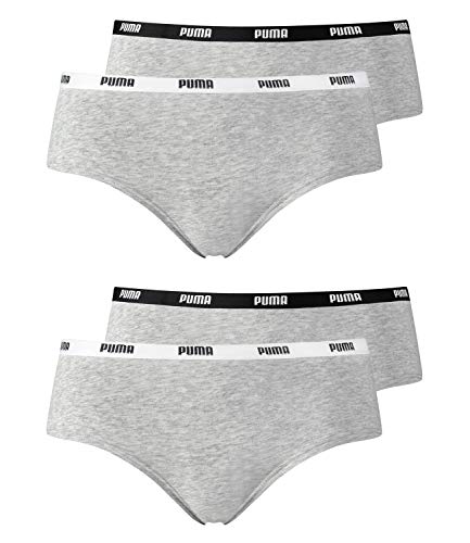 PUMA Damen Iconic Hipster 603032001 4er Pack, Farbe:Grau, Wäschegröße:XL, Artikel:-328 Grey/Grey von PUMA