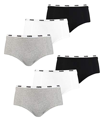 PUMA Damen Iconic Mini Shorts 503006001 6er Pack, Farbe:Mehrfarbig, Wäschegröße:M, Artikel:-015 White/Grey/Black von PUMA