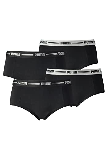 PUMA 4er Pack Iconic Mini Short Damen Panty Slip Shorty Unterwäsche Unterhose, Farbe:Schwarz, Bekleidungsgröße:S von PUMA