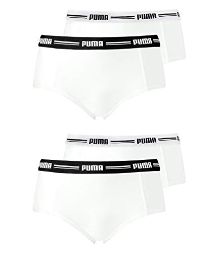 PUMA Damen Iconic Mini Shorts 603033001 4er Pack, Farbe:Weiß, Wäschegröße:L, Artikel:-317 White/White von PUMA