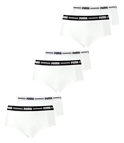 PUMA Damen Iconic Mini Shorts 603033001 6er Pack, Farbe:Weiß, Wäschegröße:L, Artikel:-317 White/White von PUMA