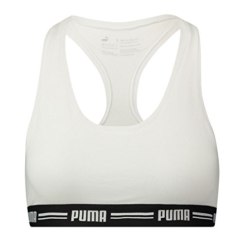 PUMA Damen Iconic Racer Back Bra 1P Unterwäsche, White, L (4er Pack) von PUMA