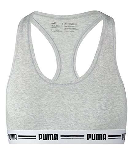 PUMA Damen Iconic Racer Back Bra 1P Unterwäsche, grey melange, XS PUMA Damen Iconic Racer Back Bra 1P Unterwäsche, grey melange, XS von PUMA