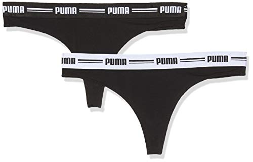 PUMA Damen Iconic String 2P Packed Unterwäsche, Black, S von PUMA