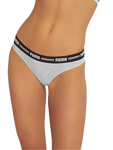 PUMA Damen Iconic String 2P Packed Unterwäsche, Grey, M von PUMA