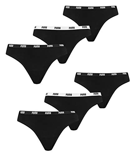 PUMA Damen Unterwäsche Unterhosen 6 String Thong (2x3) im Vorteilspack (Black, M) von PUMA
