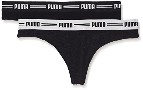 PUMA Damen Iconic Thong 2P Packed Unterwäsche, Black, M von PUMA