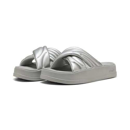 PUMA Damen Leadcat Platform Metallic Sandalen 40.5, Aged Silver Gray Echo von PUMA
