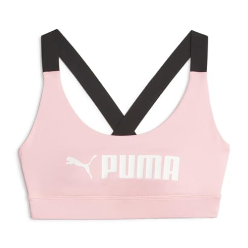 PUMA Damen Mid Impact Fit BH Unterwäsche Top, Blickdicht, Koral Ice White Pink, S von PUMA