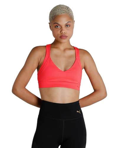 Puma Damen Mid Impact Own It Bustier, Undurchsichtige, Sunblaze, L von Puma