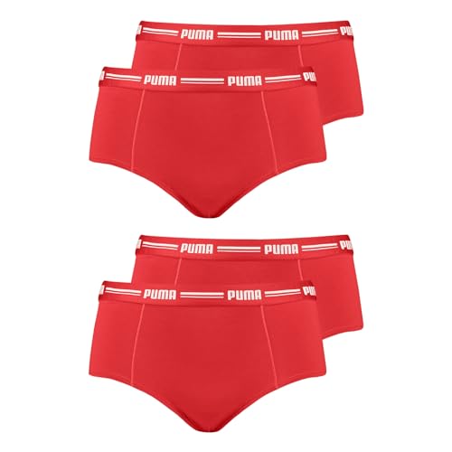 PUMA Damen Mini Shorts 4er Pack, Farbe:Rot, Wäschegröße:S, Artikel:-019 Hibiscus red von PUMA