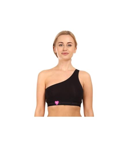 PUMA Damen One Shoulder Heart Top Sports Bra, Schwarz, L EU von PUMA