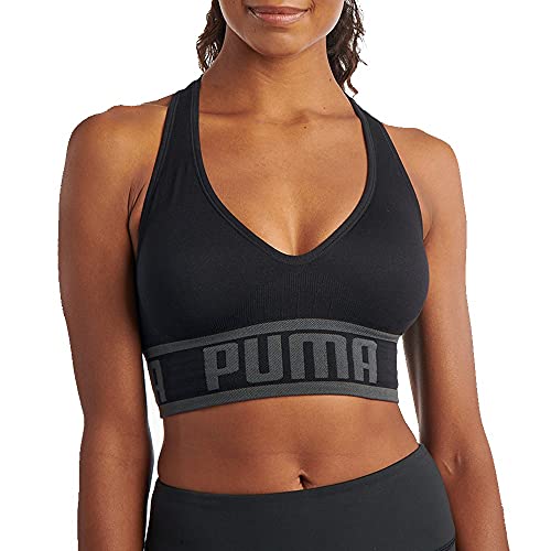 PUMA Damen Nahtloser Sport-BH, Undurchsichtige, Schwarz, small von PUMA