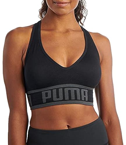 PUMA Damen Nahtloser Sport-BH, Undurchsichtige, Schwarz, small von PUMA