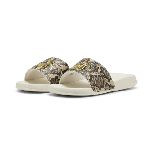 PUMA Damen Popcat 20 Snake Chic Slides 40.5, Alpine Snow Gold White von PUMA