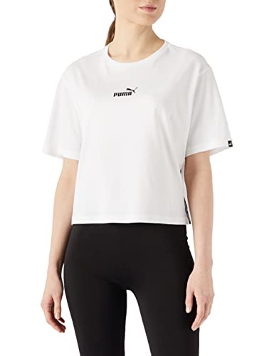 PUMA Damen Power Cropped T T-Shirt, weiß, L von PUMA