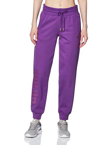 PUMA Damen Power Logo Love Colorblock Sweatpants FL Gestrickte Hosen, Lila Pop, L von PUMA