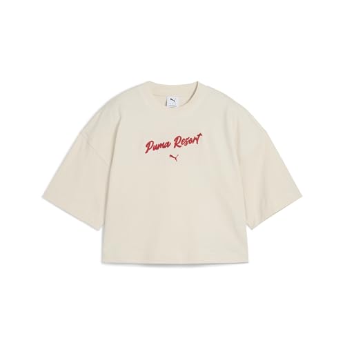 PUMA Damen Premium ESS Oversized-T-Shirt mit Grafik M, Alpine Snow White von PUMA