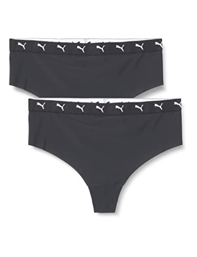 PUMA Damen Puma Women's High Waist Sporty 2 Pack STRING, Schwarz, M EU von PUMA