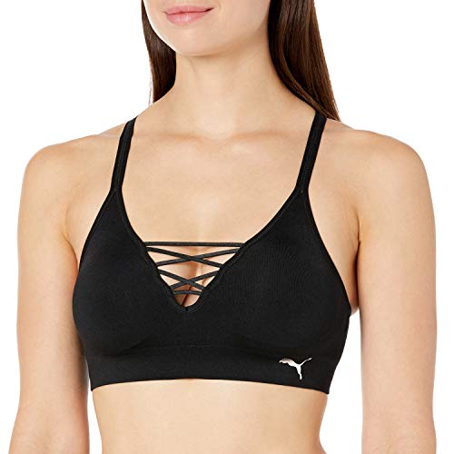 PUMA Damen Puma Women's Lace Up Bra Sport BH, Schwarz / Metallic, S EU von PUMA