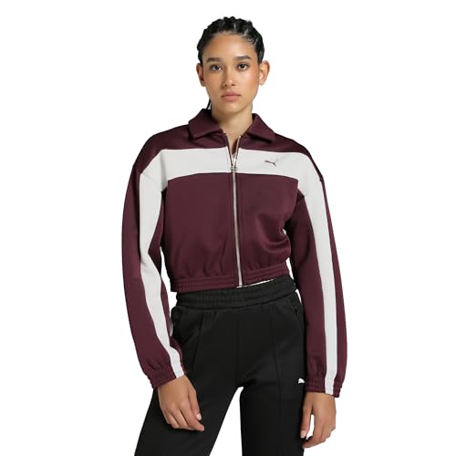 PUMA Damen Relaxed Cropped Trainingsjacke M Ruby Shimmer Red von PUMA