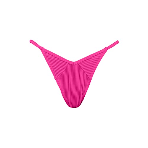 PUMA Damen Ribbed Tanga Bikini Bottoms, Neon Pink, XL EU von PUMA