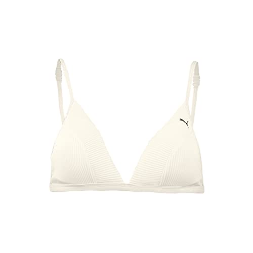 PUMA Damen Ribbed Triangle Bikini Top, White Combo, XS EU von PUMA