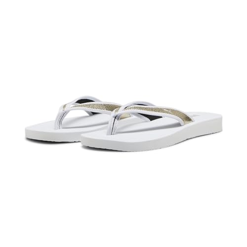 Puma Women Sandy Flip Metallic Shine Flip-Flops, Puma White-Puma Gold-Puma White, 35.5 EU von PUMA