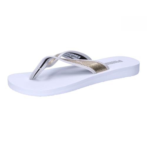 PUMA Damen Sandy Flip Metallic Shine Slide-Sandalen, White Gold, 41 EU von PUMA