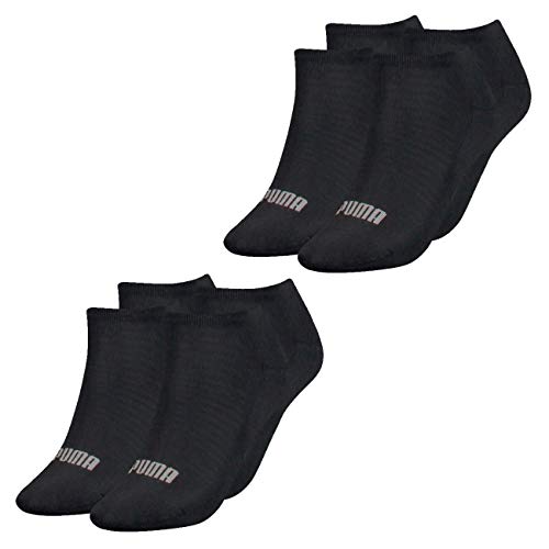 PUMA Damen Sneaker Socken 4er Multipack Schwarz Weiss Grau Rosa 35-38 39-42 Baumwolle, Größe:39-42, Packgröße:4 Paar, Farbe:Black (001) von PUMA