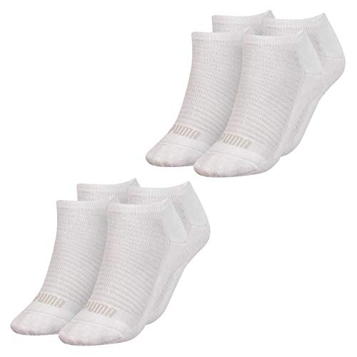 PUMA Damen Sneaker Socken 4er Multipack Schwarz Weiss Grau Rosa 35-38 39-42 Baumwolle, Größe:39-42, Packgröße:4 Paar, Farbe:White (002) von PUMA