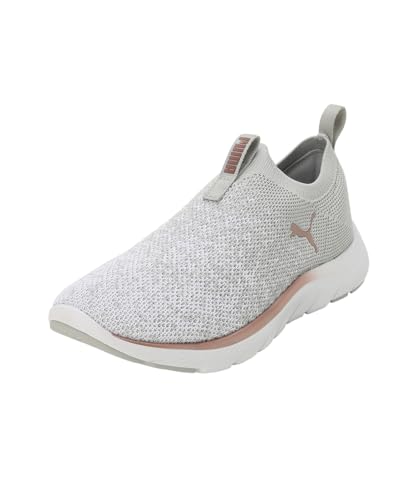 PUMA Damen Softride Remi Slip-on Knit Wn's Road Running Shoe, Ash Gray White Rose Gold, 42 EU von PUMA