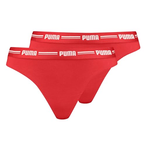 PUMA Damen Strings Tanga Thong 2er Pack, Farbe:Rot, Wäschegröße:L, Artikel:-019 Hibiscus red von PUMA