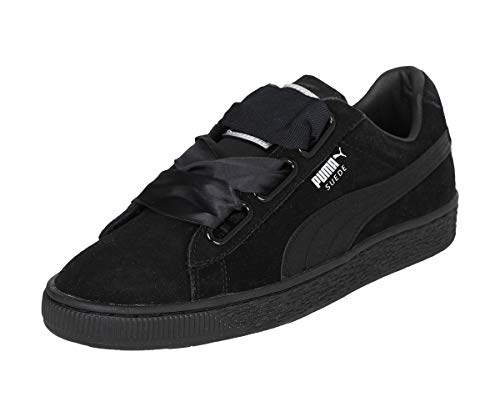 PUMA Damen Suede Heart EP Sneaker, Black-Metallic Beige, 38 von PUMA