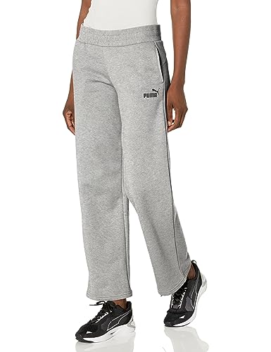 PUMA Damen Sweatpants aus Fleece mit geradem Bein Trainingshose, Hellgrau meliert, M von PUMA