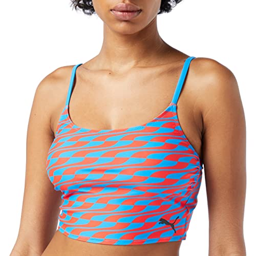 PUMA Damen Swimwear Formstrip Longline Top Bikini, Blue Combo, XS EU von PUMA