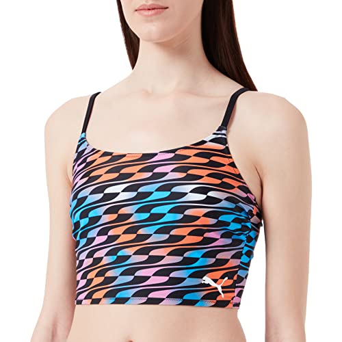 PUMA Damen Swimwear Formstrip Longline Top Bikini, Multi Coloured Black, L EU von PUMA