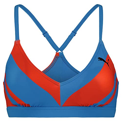 PUMA Damen Swimwear Heritage Stripe Top Bikini, Blue Combo, XS EU von PUMA