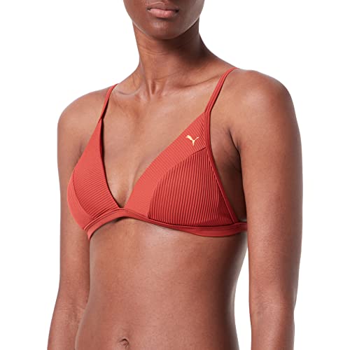 PUMA Damen Swimwear Ribbed Triangle Top Bikini, Brown Combo, M EU von PUMA