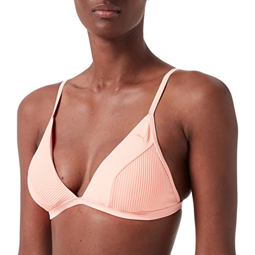 PUMA Damen Swimwear Ribbed Triangle Top Bikini, Peach Combo, L EU von PUMA