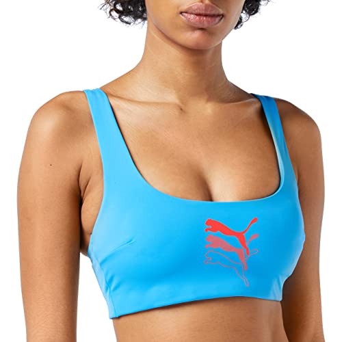 PUMA Damen Swimwear Scoop Neck Top Bikini, Blue Combo, XS EU von PUMA